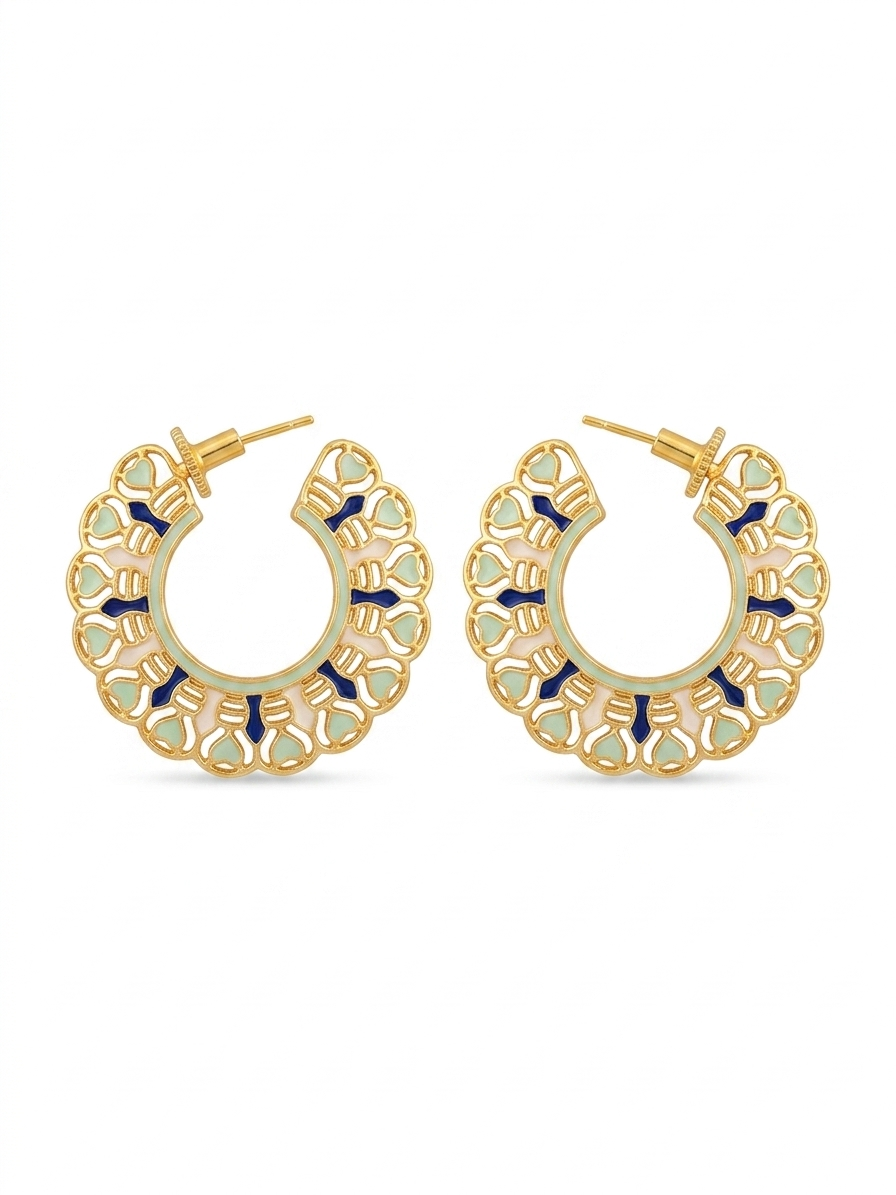Elegant Filigree Gold Hoop Earrings