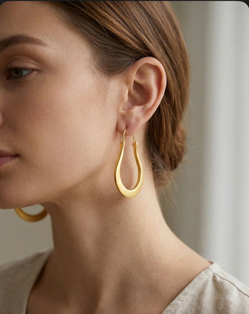 Classic Teardrop Gold Hoop Earrings
