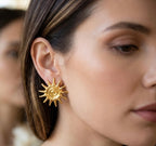 Gold Sunburst Stud Earrings