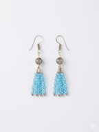 Handmade Light Blue Beaded Tassel Earrings