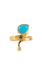 Turquoise Pear Shape Adjustable Gold Ring