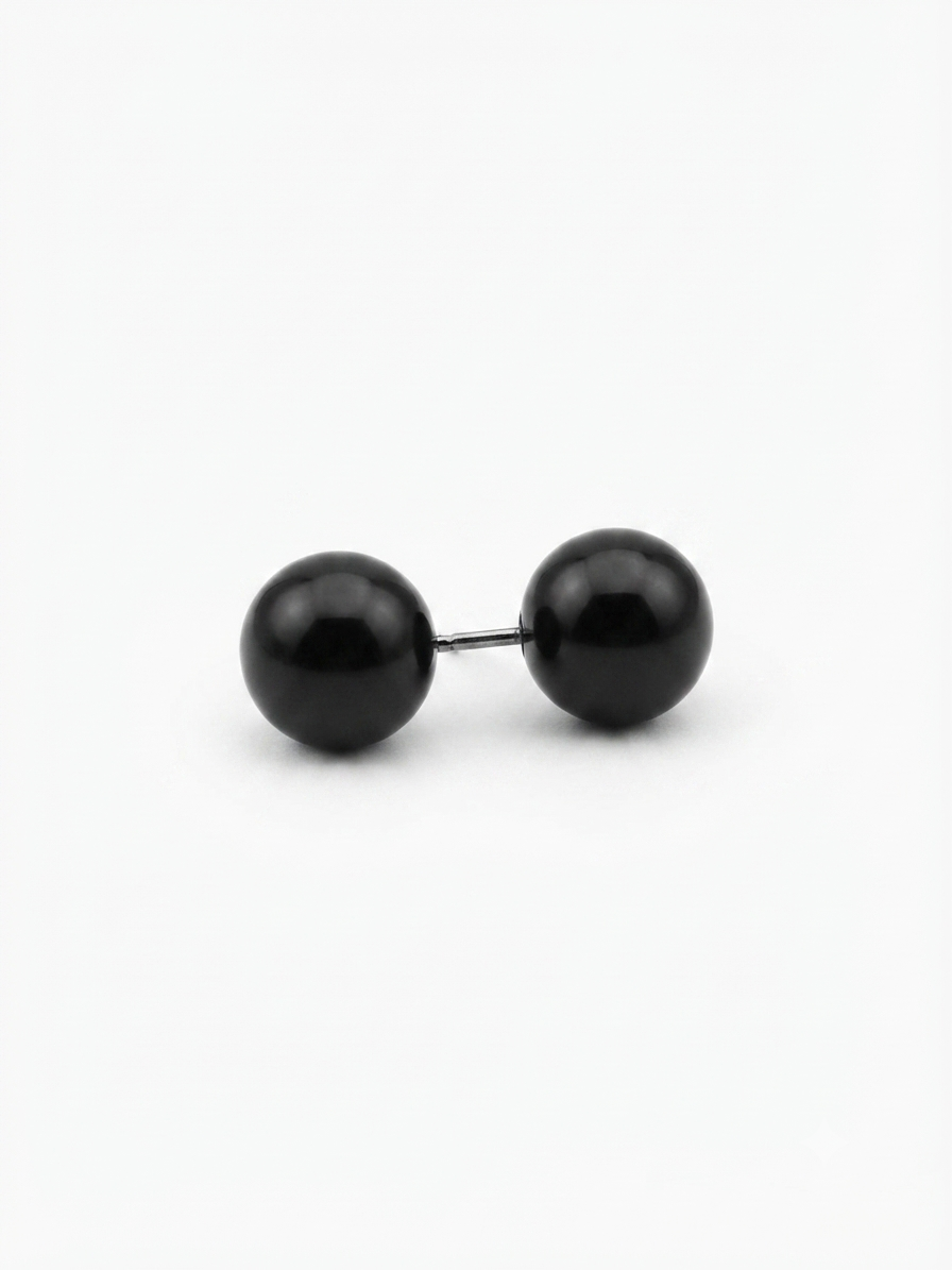 Natural Black Onyx Stud Earrings