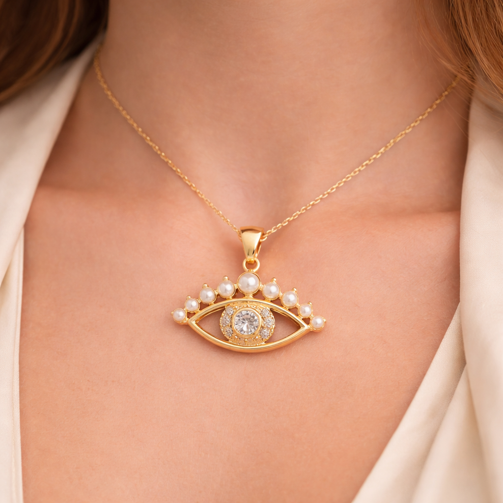 Evil Eye Pearl Crystal Pendant