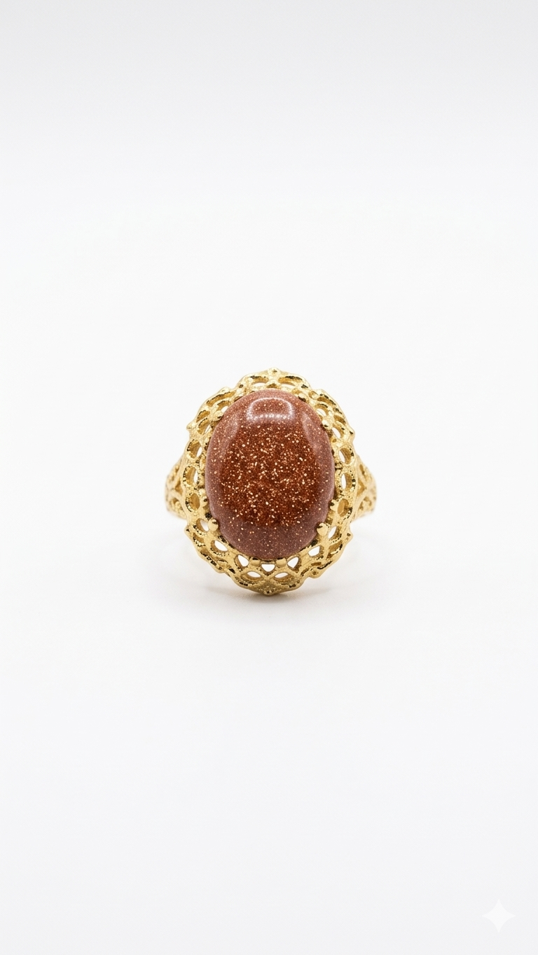Gold Sunstone Statement Ring