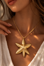 Ocean Inspired Gold Starfish Pendant Necklace