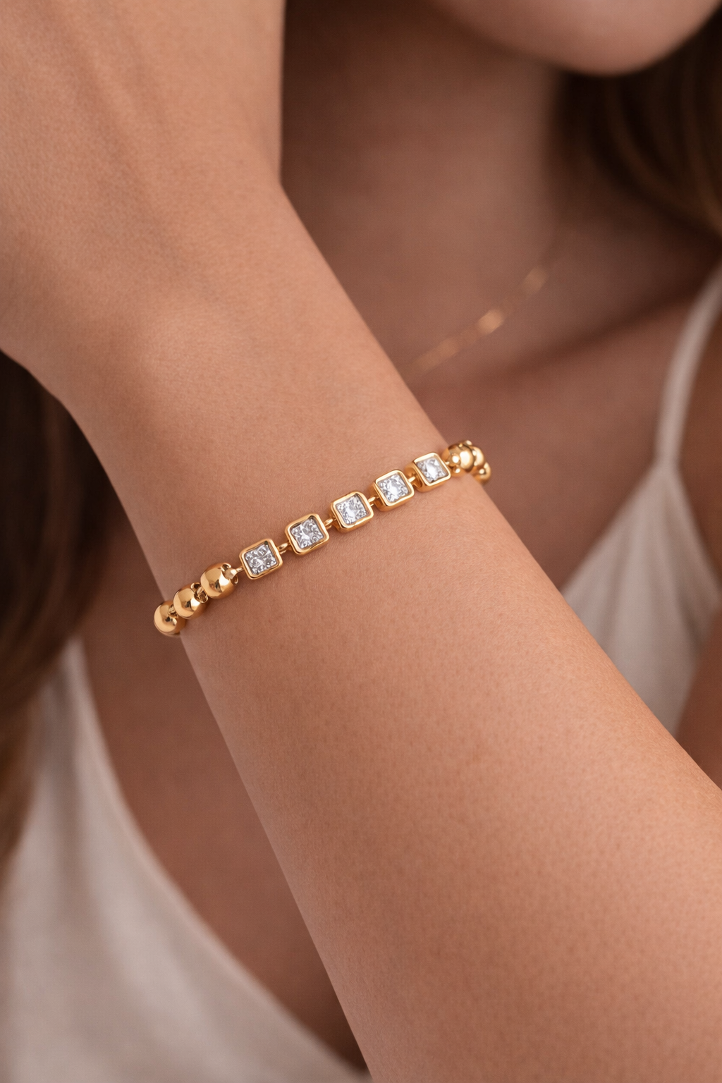 Gold Beaded Bracelet in Rose Gold