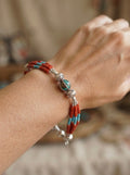 Handmade Tibetan Turquoise & Red Coral Beaded Bracelet