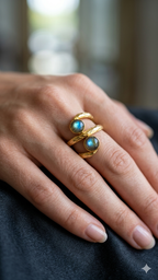 Labradorite Wrap Ring, Adjustable Gold Statement Ring