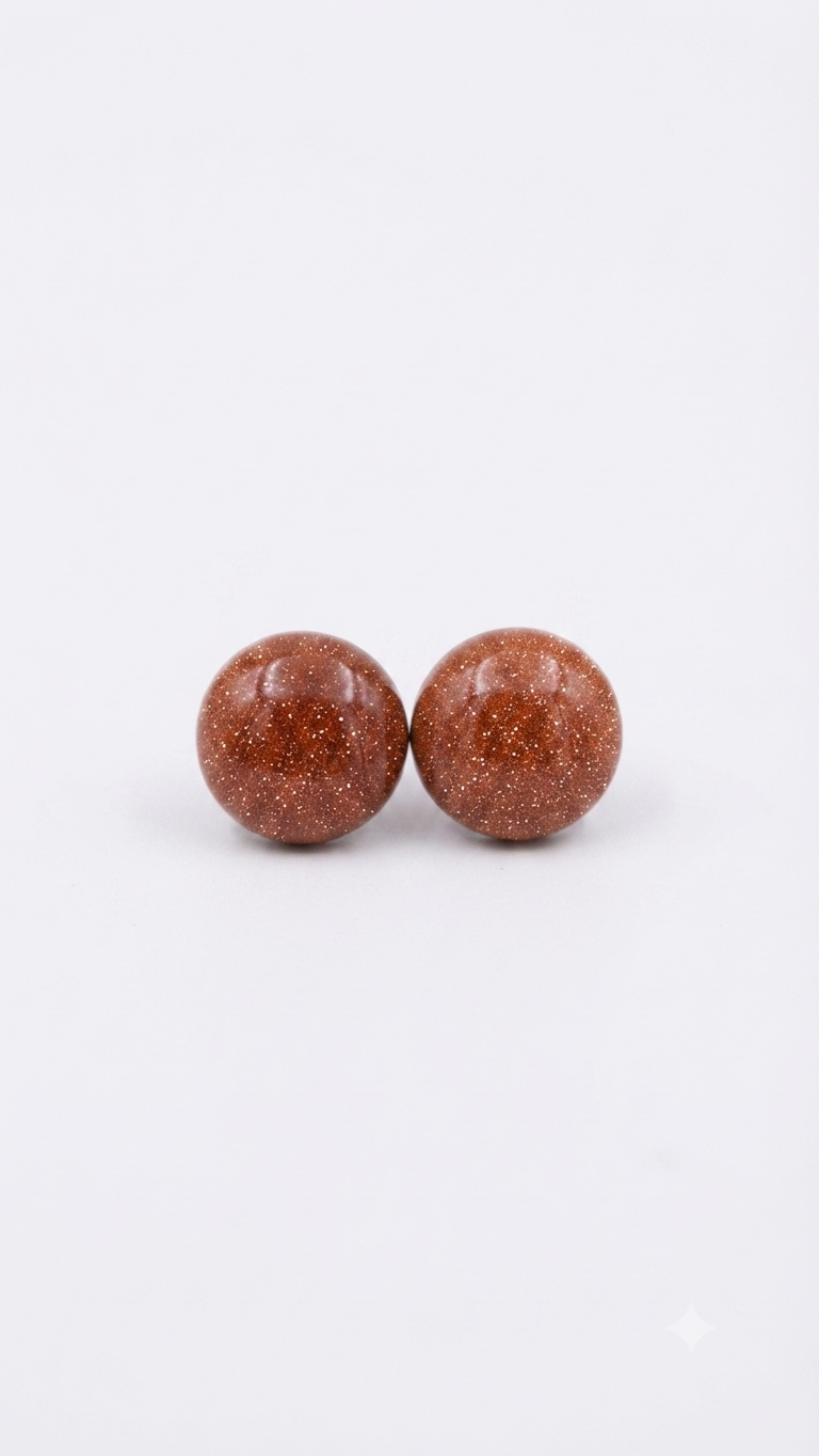Natural Sunstone Stud Earrings
