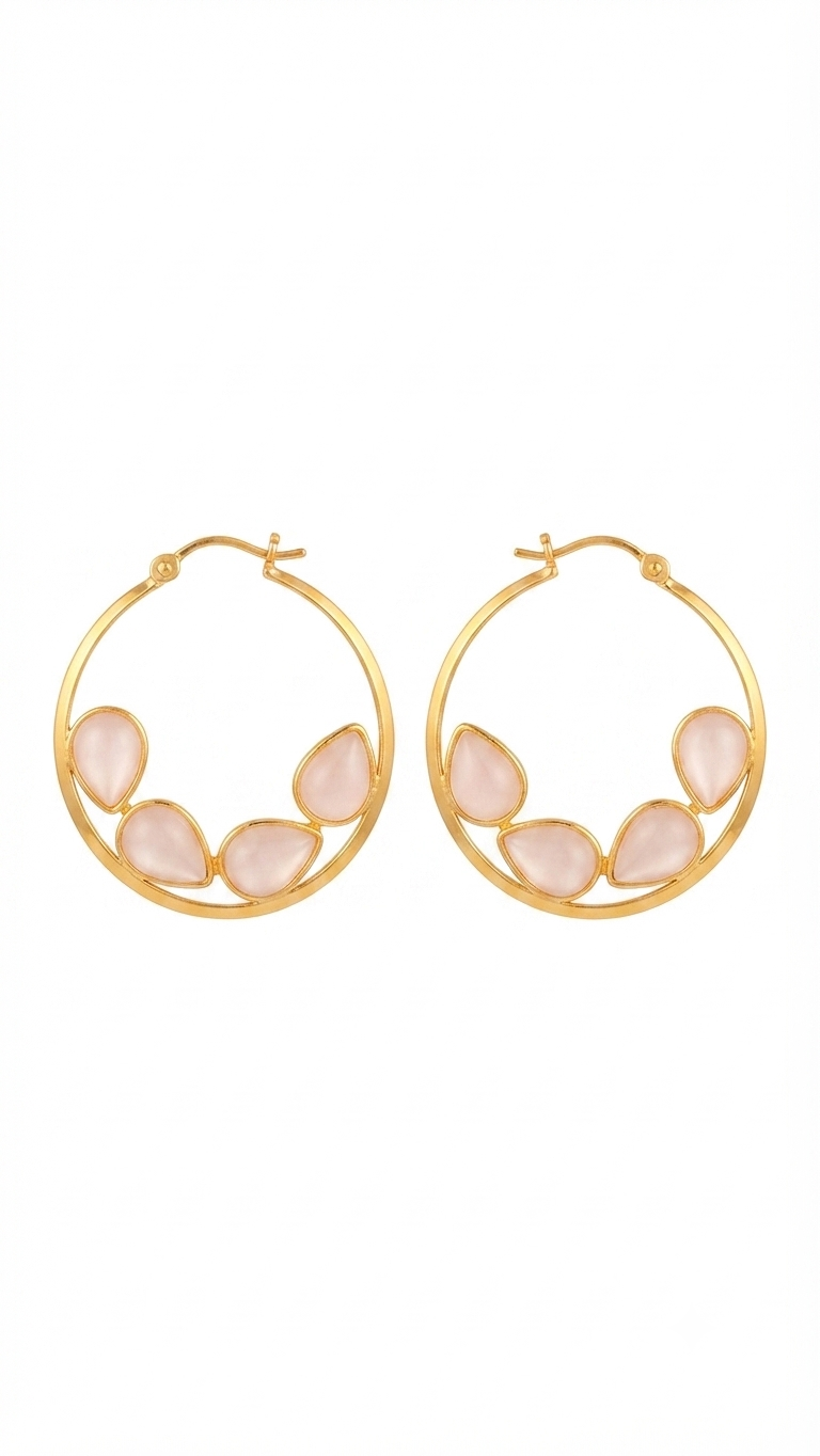 Blush Pink Cat’s Eye Hoop Earrings