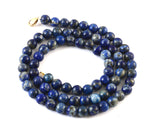 Natural Lapis Lazuli Stone Round Beads Mala Necklace