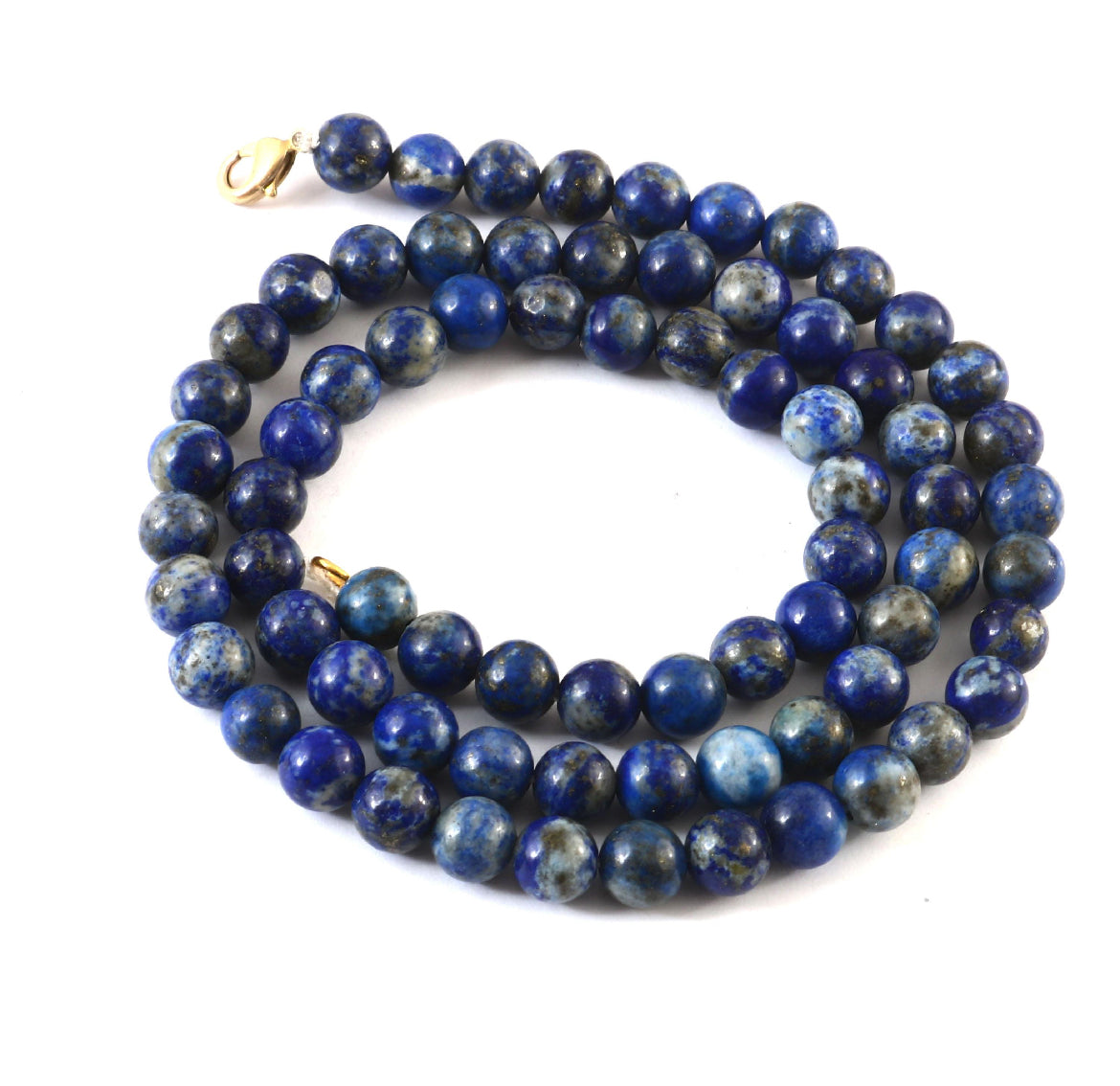 Natural Lapis Lazuli Stone Round Beads Mala Necklace