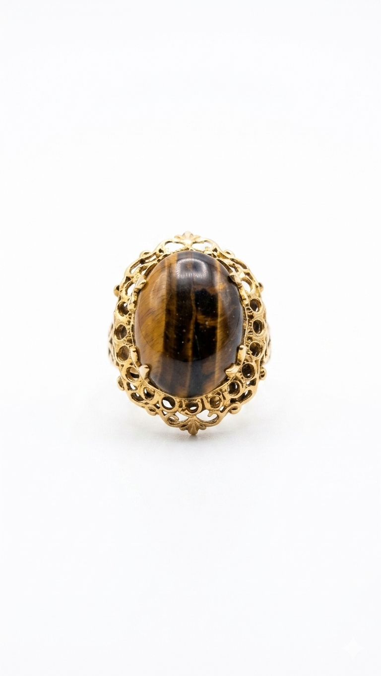 Vintage Tiger’s Eye Filigree Ring