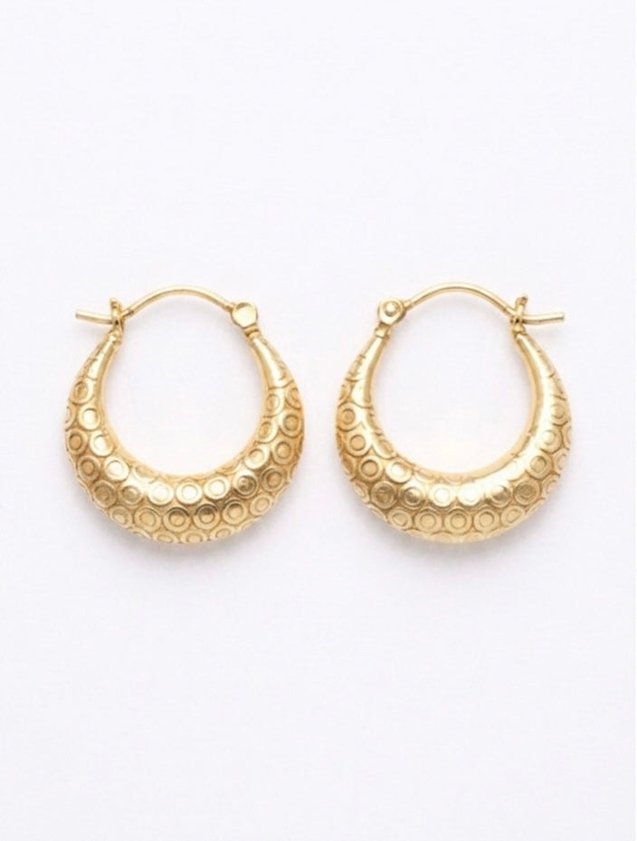 Gold Textured Chunky Hoop Earrings
