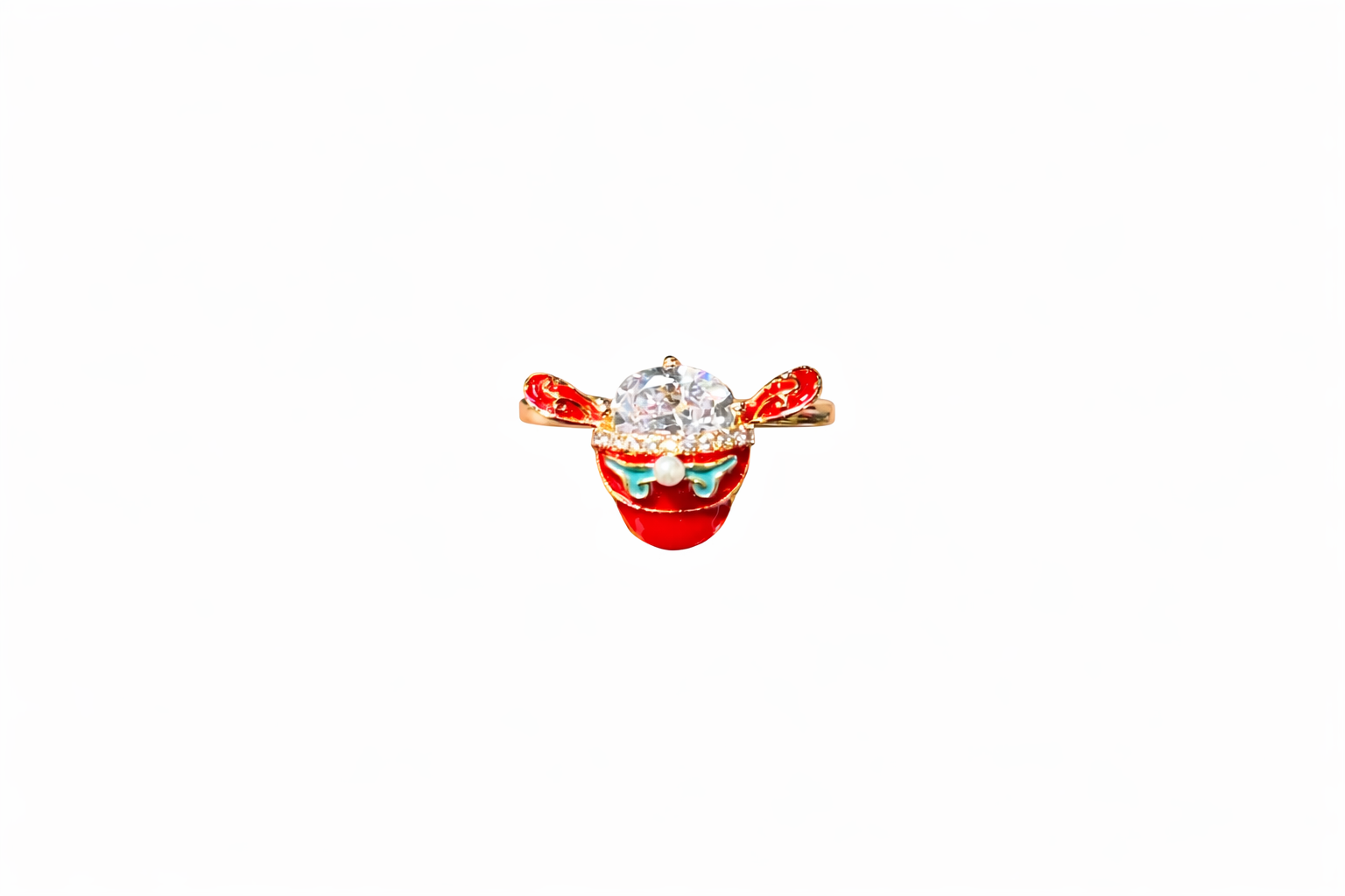 Red Enamel Bee Crystal Statement Ring