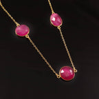 Pink Gemstone Gold Link Necklace