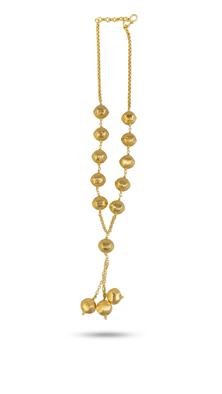 Gold Beaded Lariat Necklace