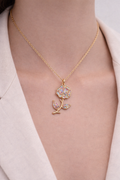 Colorful Crystal Flower Pendant Necklace