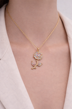 Colorful Crystal Flower Pendant Necklace
