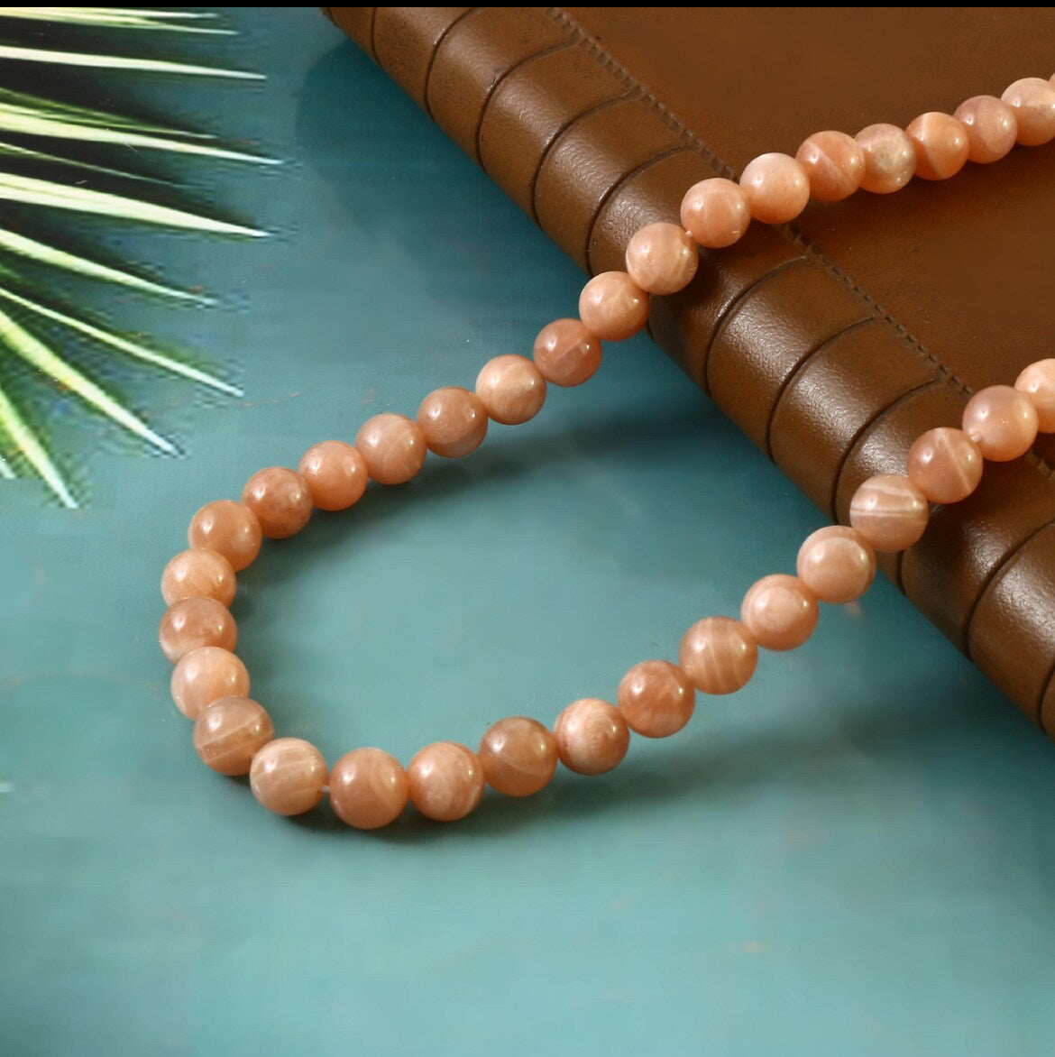 Natural Peach Moonstone Beaded Necklace