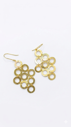 Layered Circle Cascade Gold Drop Earrings