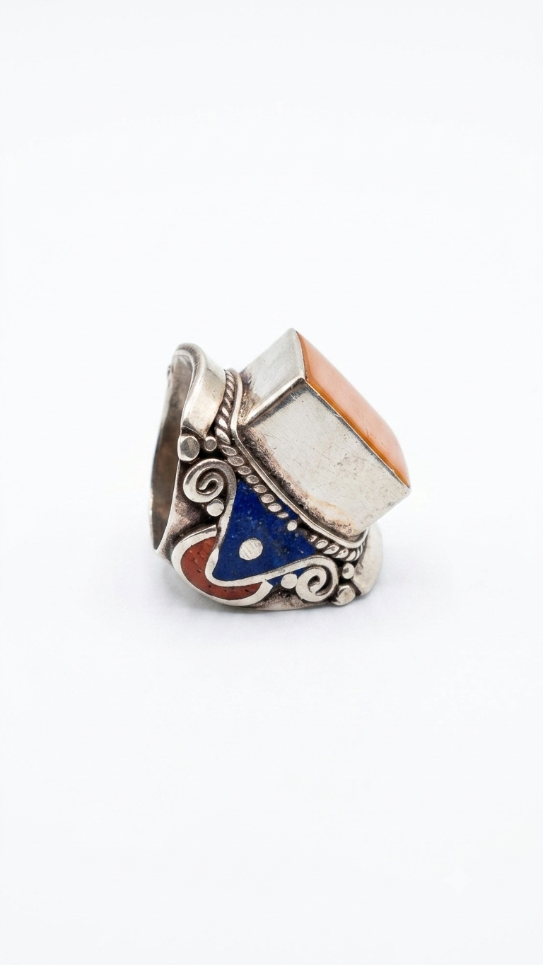Vintage Jasper Statement Ring | Handmade Tibetan Silver Ring