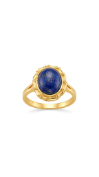 Lapis Lazuli Gold Ring, Oval Cabochon Statement Ring
