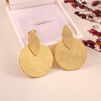 Elegant Textured Gold Disc Drop Earrings