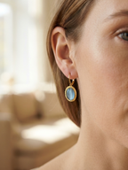 Blue Cat’s Eye Drop Earrings in 18K Gold Vermeil