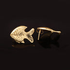 Minimalist Gold Fish Stud Earrings – Cute Ocean Inspired Everyday Jewelry