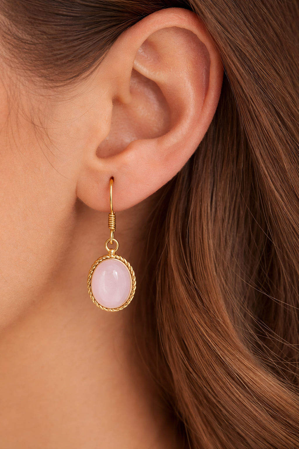 Rose Quartz Gemstone Dangle Earrings