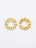 Textured Golden Hoop Disc Earrings