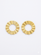 Textured Golden Hoop Disc Earrings