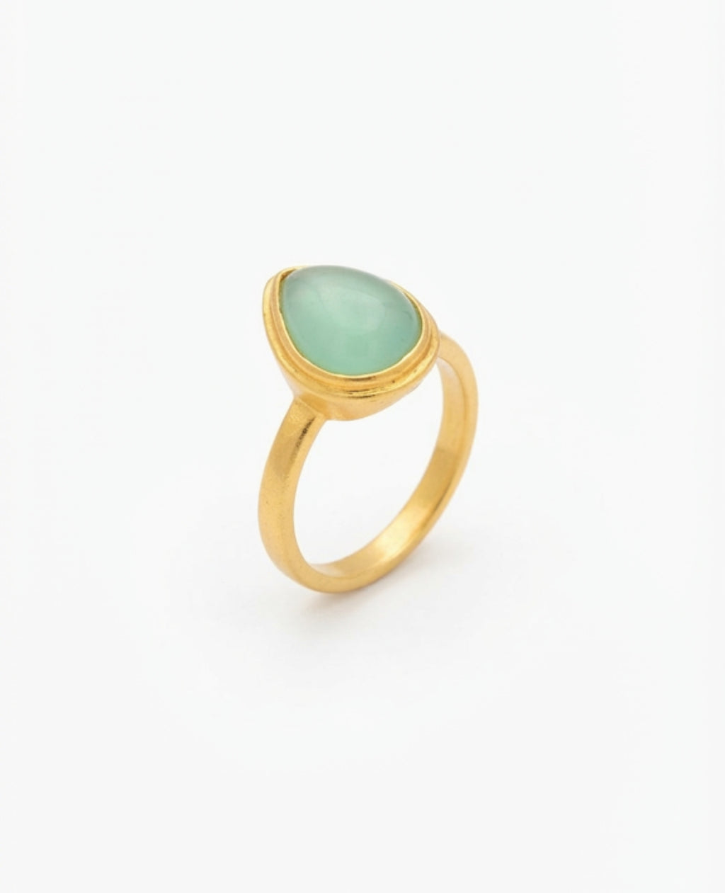 Aquamarine Pear Cabochon Ring