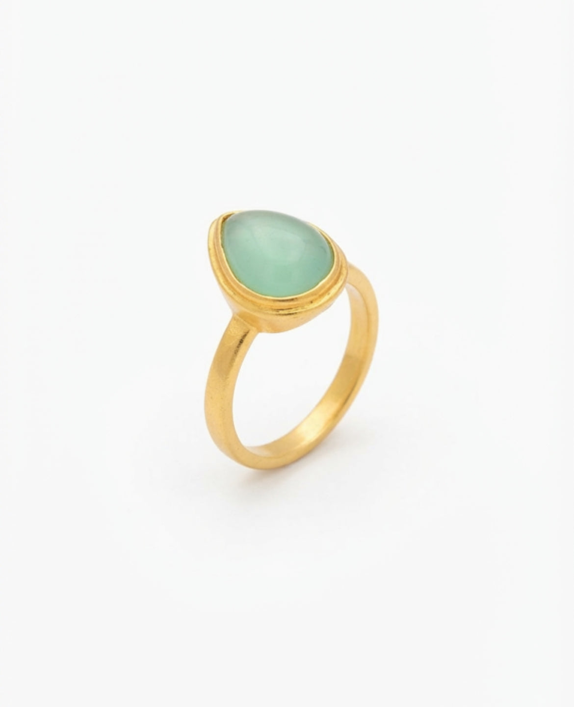 Aquamarine Pear Cabochon Ring
