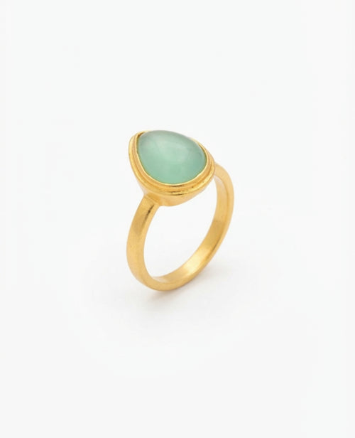 Aquamarine Pear Cabochon Ring