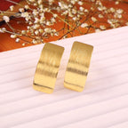 Minimalist Brushed Gold Hoop Stud Earrings