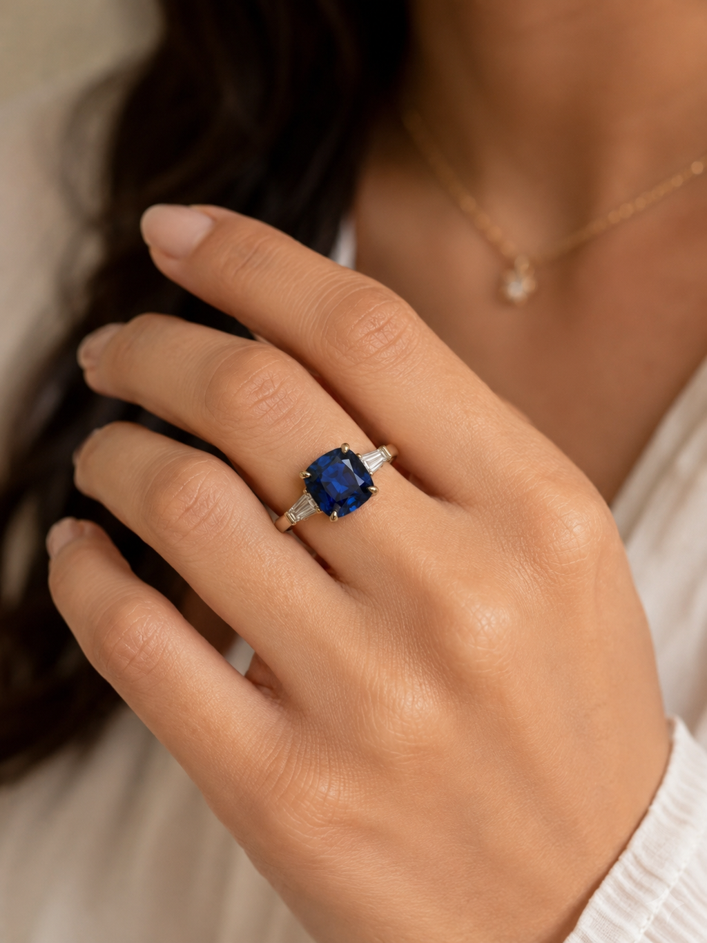 Royal Blue Sapphire Ring in Gold Finish