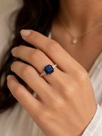 Royal Blue Sapphire Ring in Gold Finish