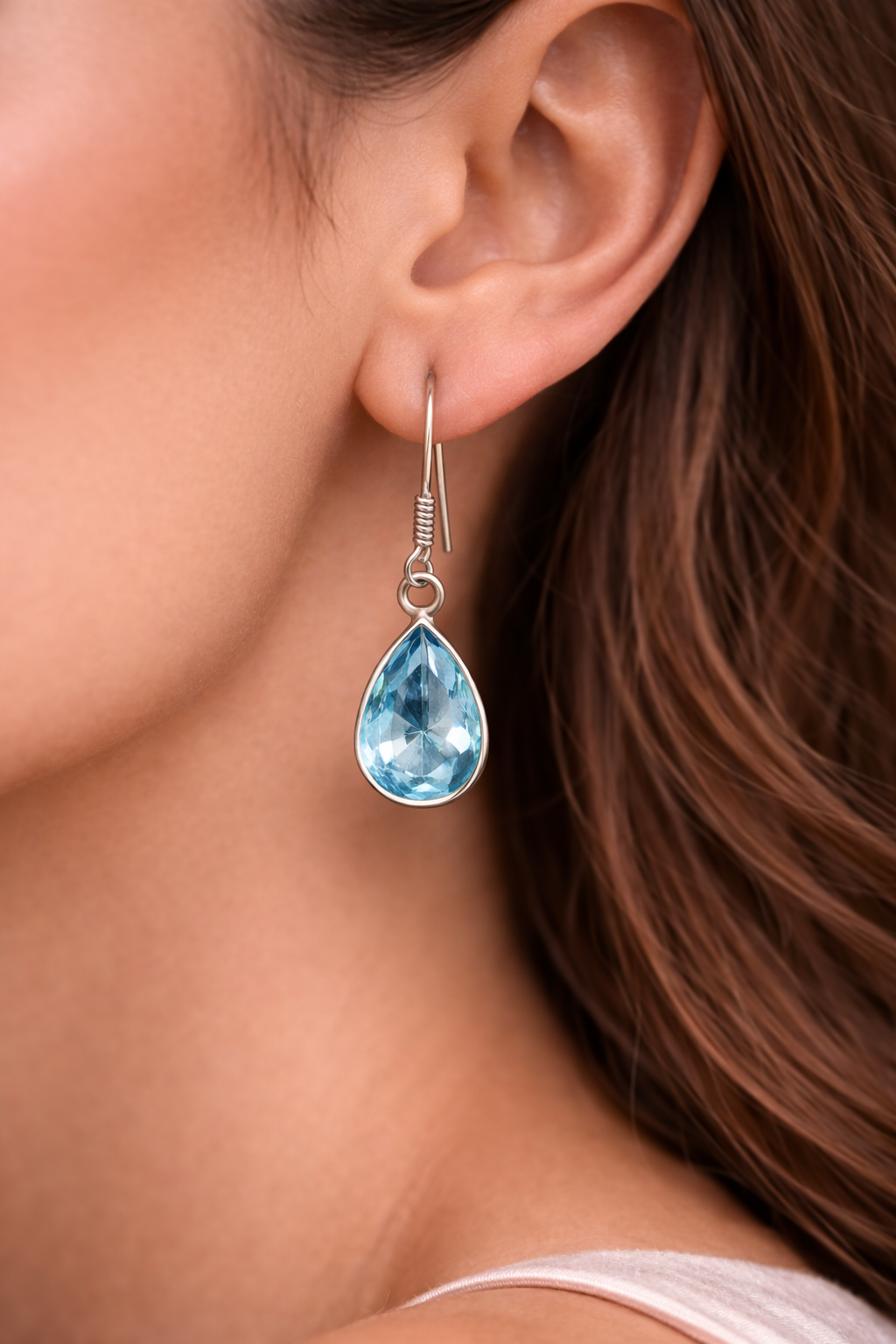Ocean Blue Teardrop Crystal Earrings