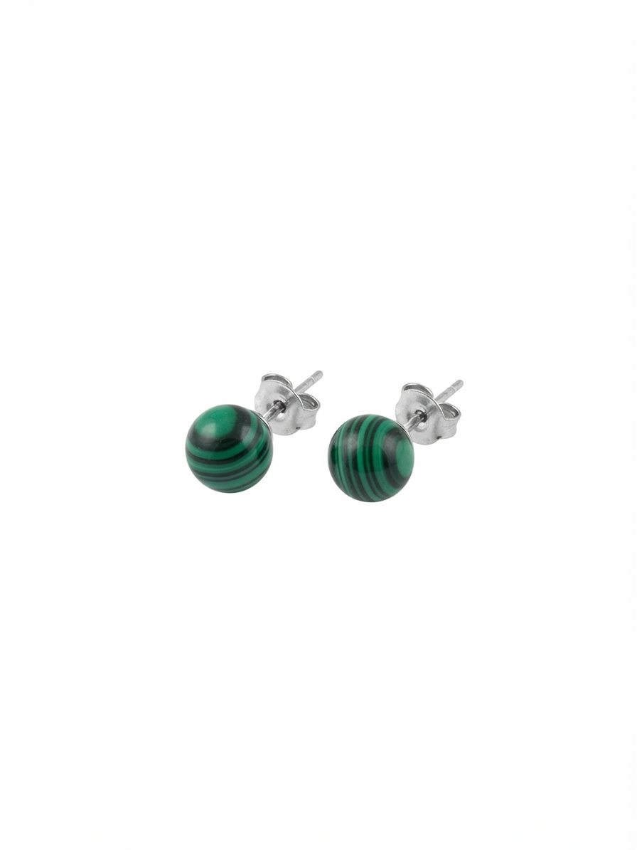 Natural Malachite Stud Earrings