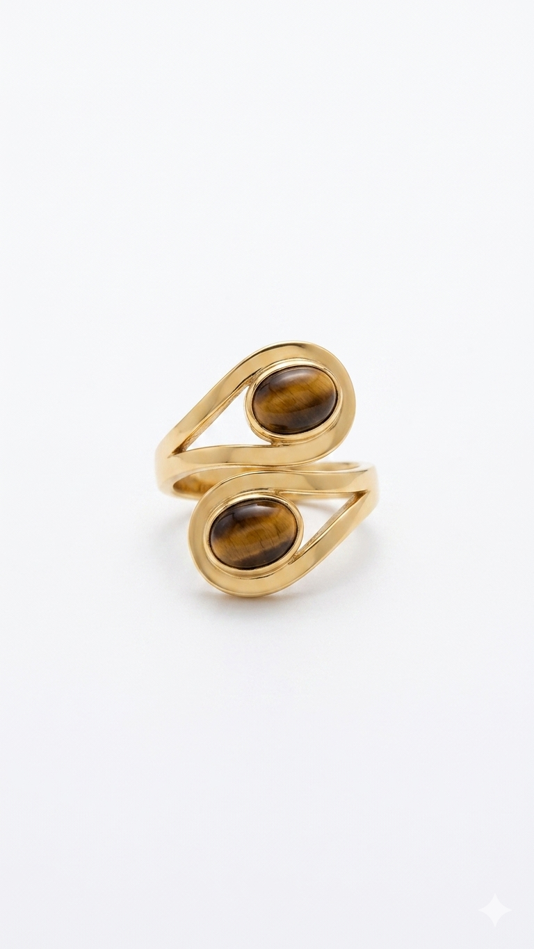 Modern Tiger Eye Wrap Ring