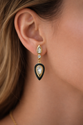 Black Teardrop Earrings, Gold Crystal Drop Earrings