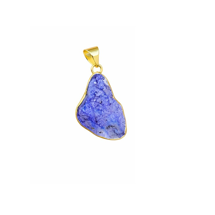 Blue Druzy Agate Pendant Necklace