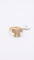 Cute Elephant Crystal Ring in Gold Finish