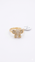 Cute Elephant Crystal Ring in Gold Finish