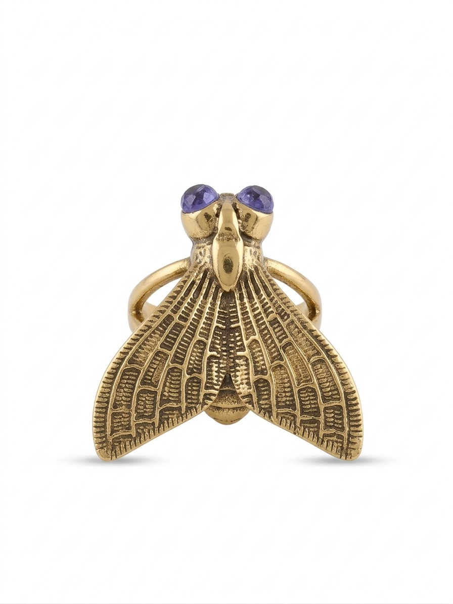 Golden Dragonfly Statement Adjustable Ring