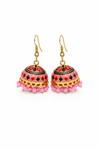 Pink Meenakari Jhumka Earrings