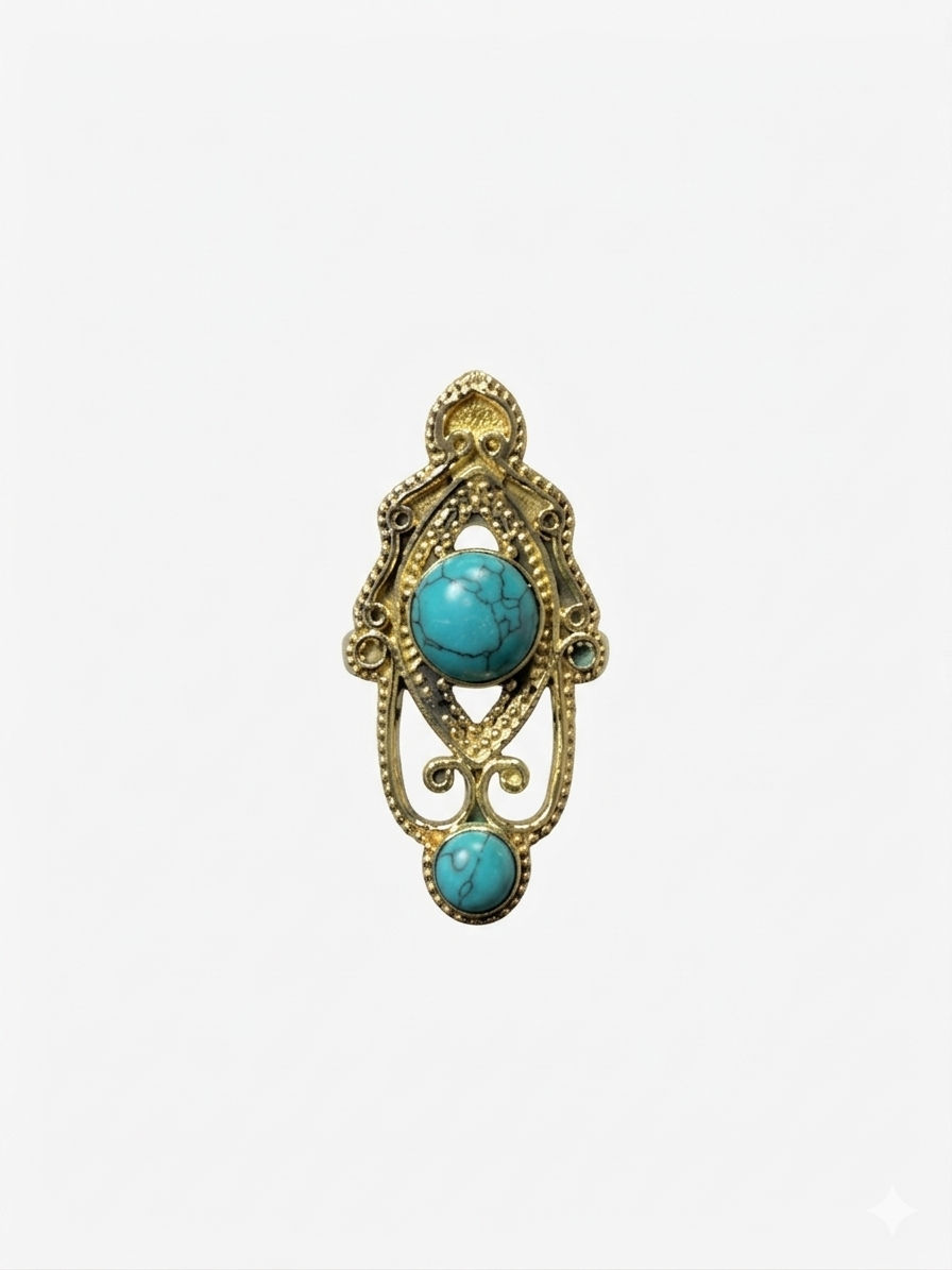Bohemian Turquoise Filigree Statement Adjustable Ring
