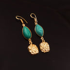 Gold Plated Malachite Teardrop Earrings Statement Jewelry